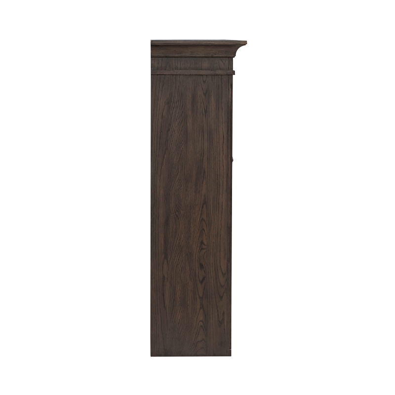 Pemberly Row 5 Piece Executive Desk Set in Saddle Brown Wood Finish