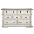 Pemberly Row Traditional 7-Drawer Dresser in Antique White Wood