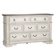 Pemberly Row Traditional 7-Drawer Dresser in Antique White Wood
