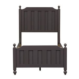 Pemberly Row Dark Gray Full Panel Bed with Slat Overlays and Bun Feet