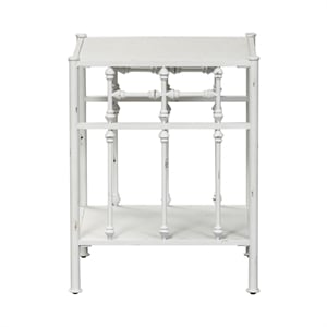 Pemberly Row Metal Open Night Stand in Antique White with Spindle Design