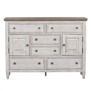 Pemberly Row White 2 Door 6 Drawer Chesser with Cedar Lined Drawers