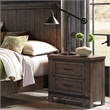 Pemberly Row Dark Gray Night Stand with Dovetail and Metal Strip Accents