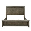 Pemberly Row King Panel Bed in Dark Gray Wood with Metal Accents