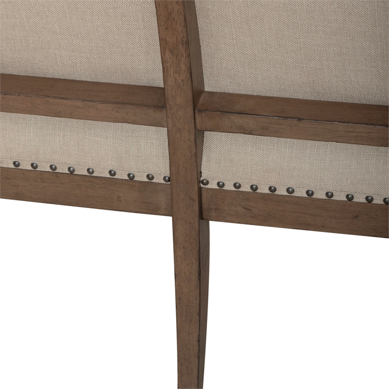 Pemberly Row Upholstered Shelter Dining Bench in Dusty Taupe