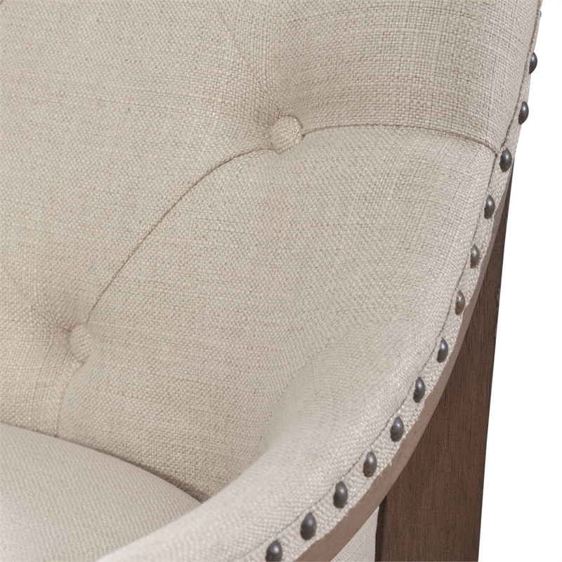 Pemberly Row Upholstered Shelter Dining Bench in Dusty Taupe