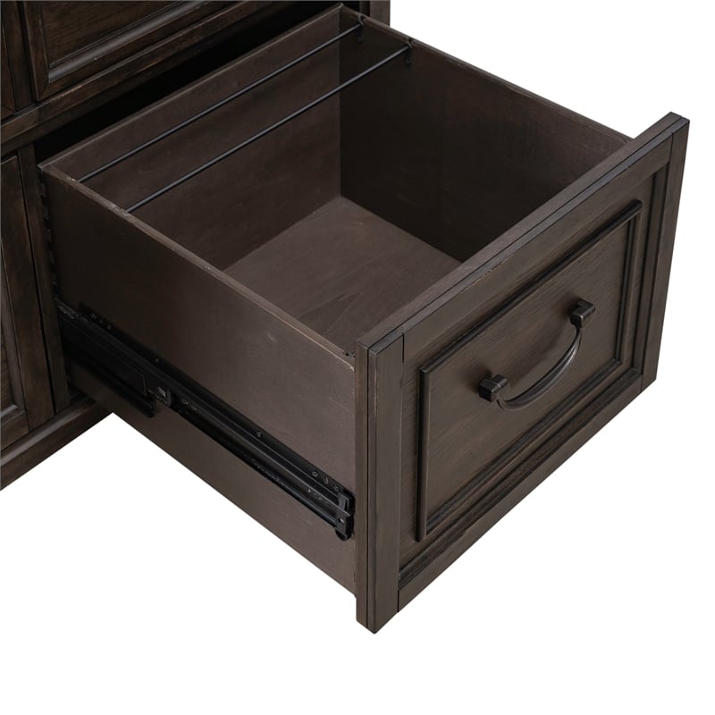 Pemberly Row Credenza with Dovetail Drawer Construction in Saddle Brown