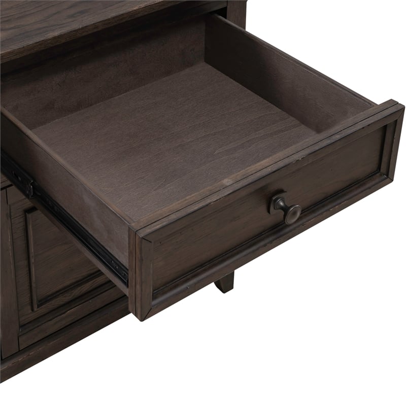 Pemberly Row Credenza with Dovetail Drawer Construction in Saddle Brown