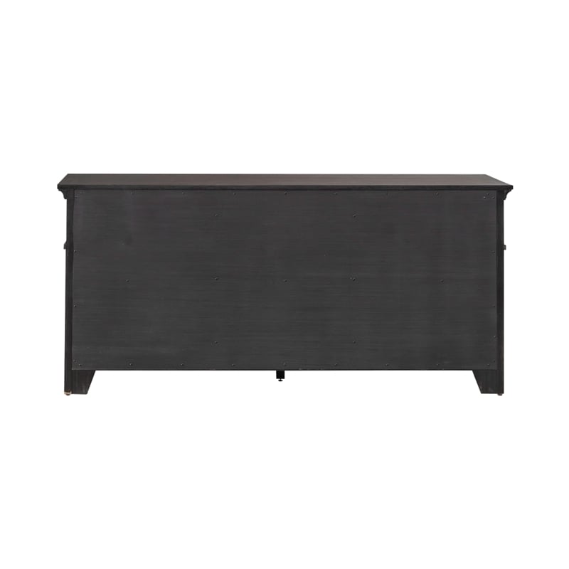 Pemberly Row Credenza with Dovetail Drawer Construction in Saddle Brown