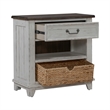 Pemberly Row Bedside Chest with Charging Station in Riverstone White