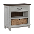 Pemberly Row Bedside Chest with Charging Station in Riverstone White