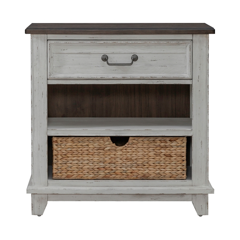 Pemberly Row Bedside Chest with Charging Station in Riverstone White