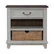 Pemberly Row Bedside Chest with Charging Station in Riverstone White