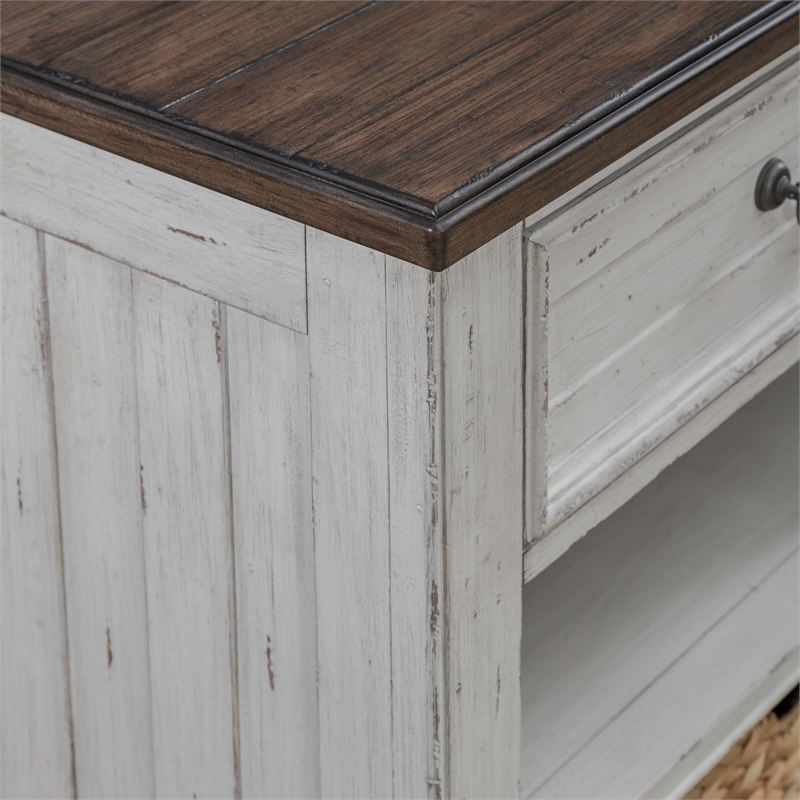 Pemberly Row Bedside Chest with Charging Station in Riverstone White