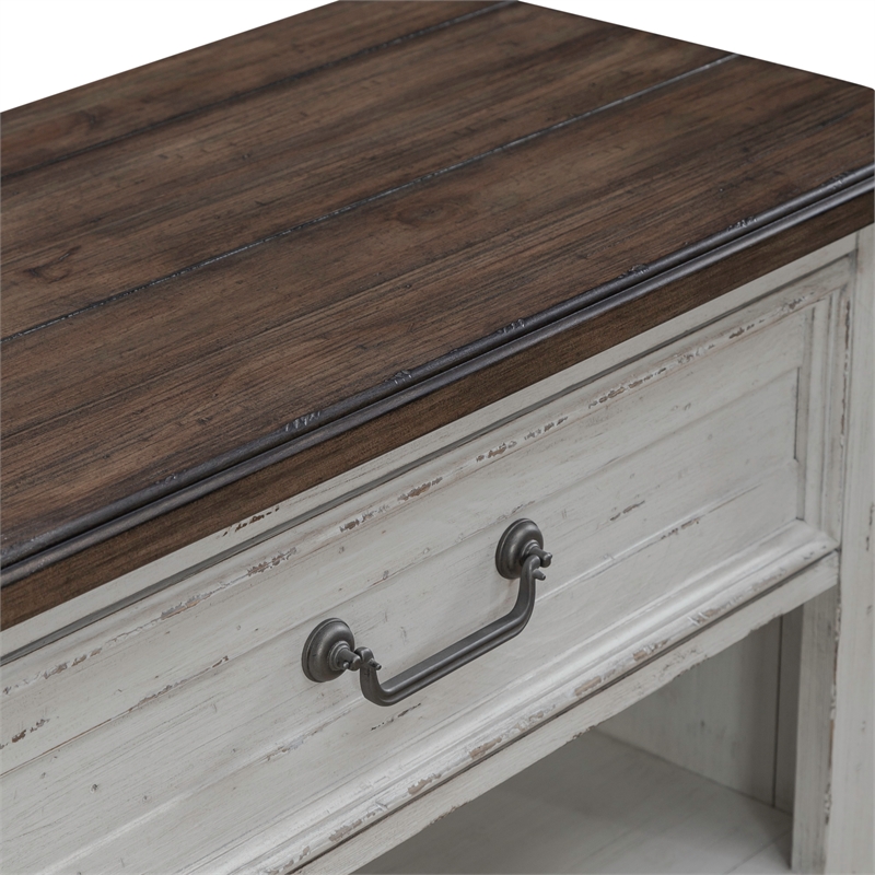 Pemberly Row Bedside Chest with Charging Station in Riverstone White
