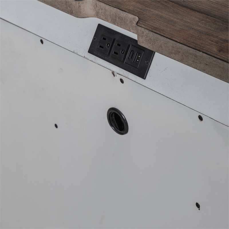 Pemberly Row Bedside Chest with Charging Station in Riverstone White