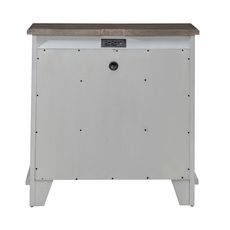 Pemberly Row Bedside Chest with Charging Station in Riverstone White