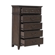 Pemberly Row 5 Drawer Chest with Cedar Lined Drawer in Saddle Brown