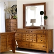 Pemberly Row Queen Sleigh Bed with Dresser Mirror and Chest in Medium Brown