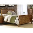 Pemberly Row King Sleigh Bed with Center Slat Support in Medium Brown