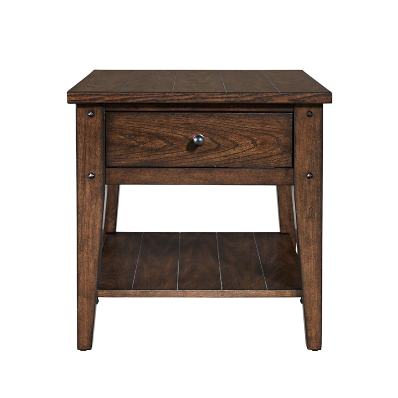 Pemberly Row 3 Piece Cocktail and End Table Set in Dark Brown