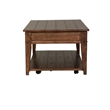 Pemberly Row Lift Top Cocktail Table with Storage Cubbies in Dark Brown