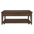 Pemberly Row Lift Top Cocktail Table with Storage Cubbies in Dark Brown