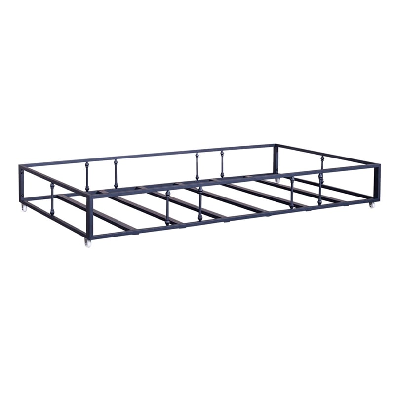 Pemberly Row Youth Bedroom Twin Trundle with Turned Spindles in Navy