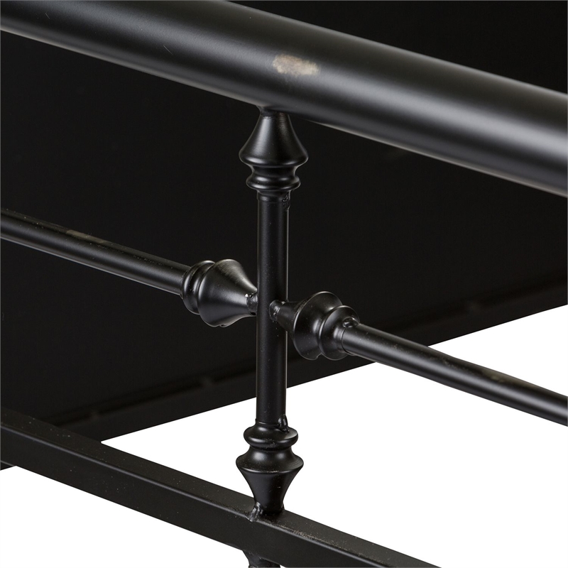 Pemberly Row Twin Metal Day Bed with Turned Spindles in Black
