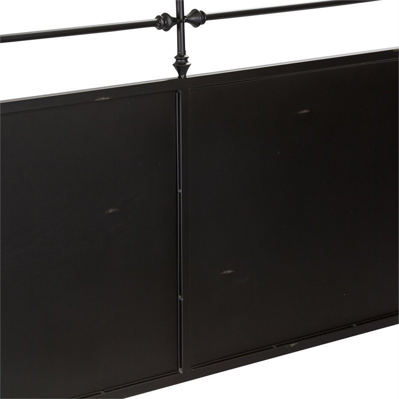 Pemberly Row Twin Metal Day Bed with Turned Spindles in Black