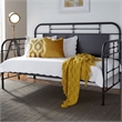 Pemberly Row Twin Metal Day Bed with Turned Spindles in Black