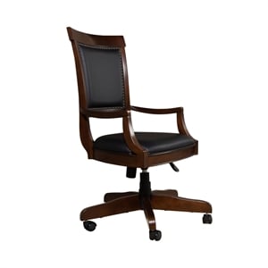Pemberly Row Junior Executive Desk Chair with Casters in Cognac