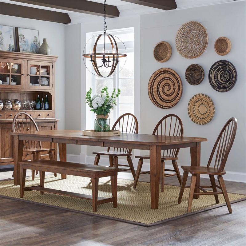 Pemberly Row 6 Piece Rectangular Dining Table Set with Drop Leaves