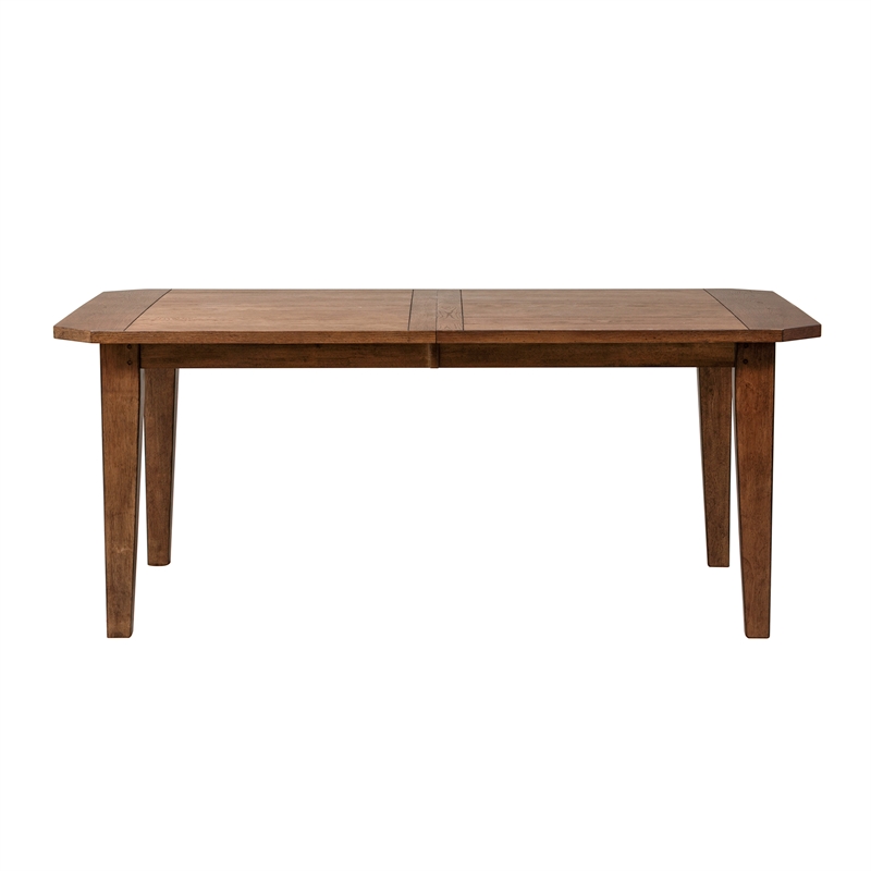 Pemberly Row Rectangular Leg Dining Table with 2 Leaves in Rustic Oak