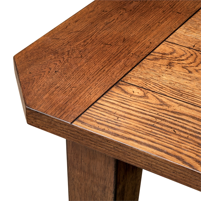 Pemberly Row Rectangular Leg Dining Table with 2 Leaves in Rustic Oak