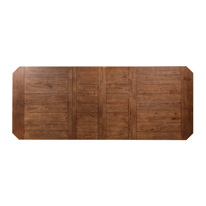 Pemberly Row Rectangular Leg Dining Table with 2 Leaves in Rustic Oak