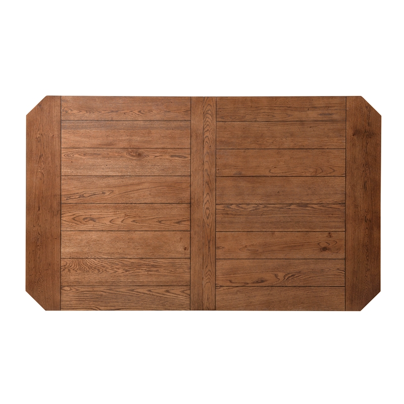 Pemberly Row Rectangular Leg Dining Table with 2 Leaves in Rustic Oak