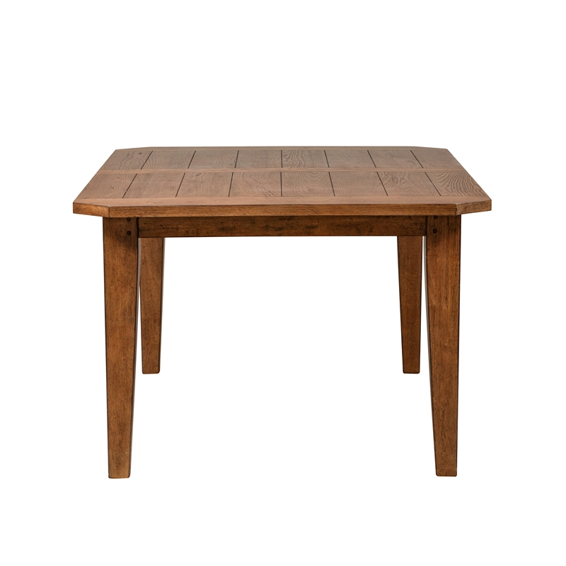 Pemberly Row Rectangular Leg Dining Table with 2 Leaves in Rustic Oak