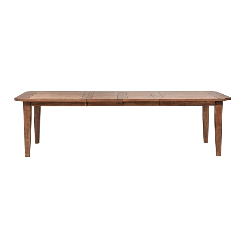 Pemberly Row Rectangular Leg Dining Table with 2 Leaves in Rustic Oak
