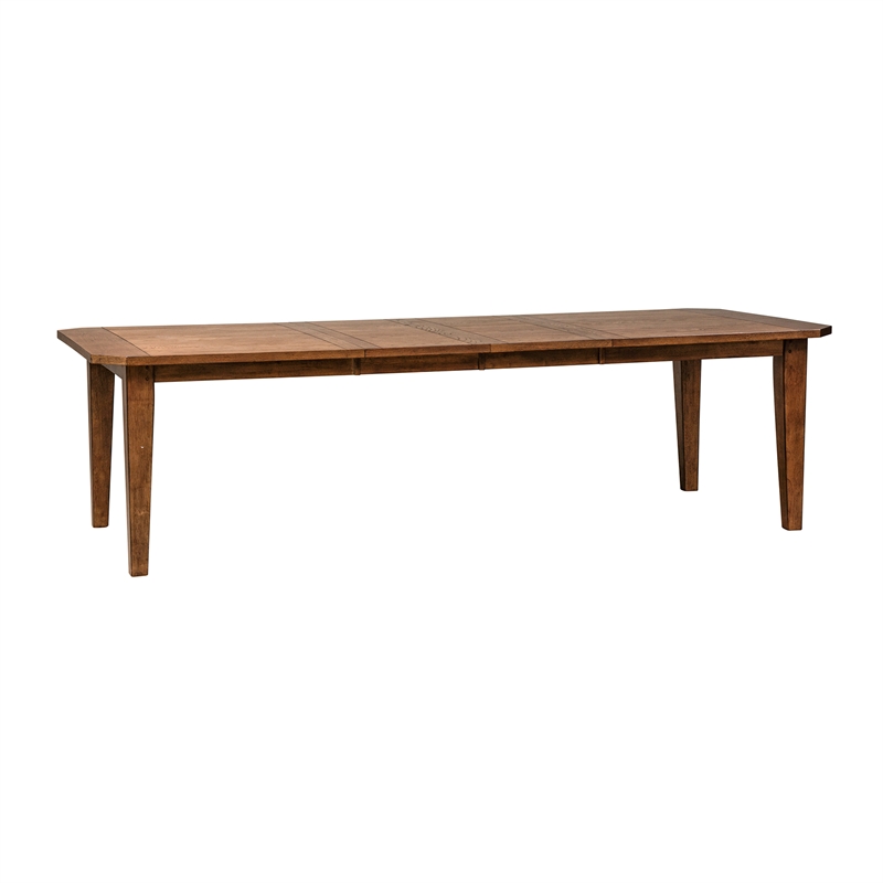 Pemberly Row Rectangular Leg Dining Table with 2 Leaves in Rustic Oak