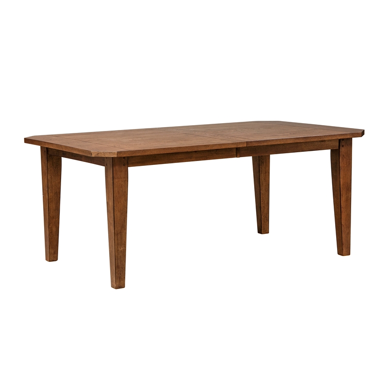 Pemberly Row Rectangular Leg Dining Table with 2 Leaves in Rustic Oak