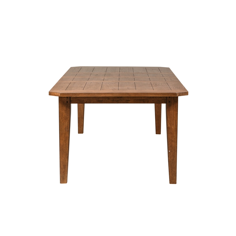 Pemberly Row Rectangular Leg Dining Table with 2 Leaves in Rustic Oak