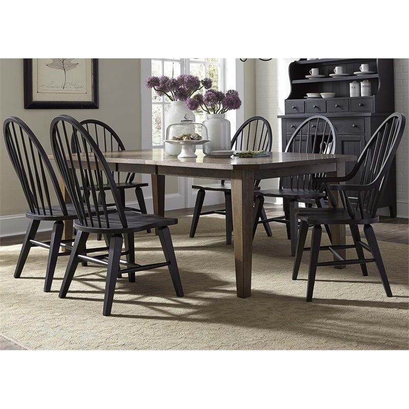 Pemberly Row 7 Piece Rectangular Dining Set with Craftsman Details