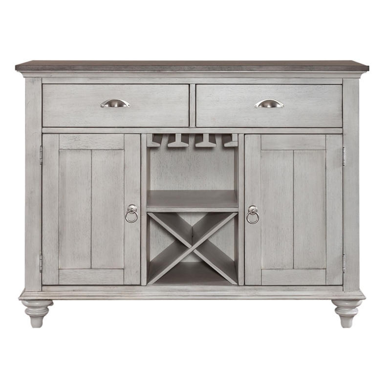 Pemberly Row Cottage Buffet with Wine Storage and Glass Holders in White
