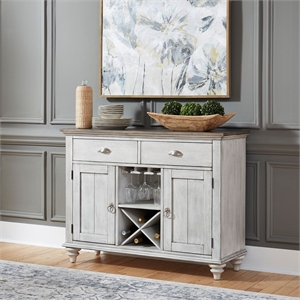 Pemberly Row Cottage Buffet with Wine Storage and Glass Holders in White
