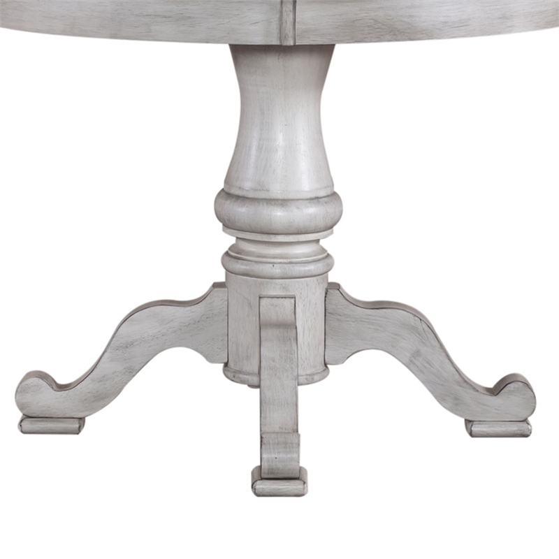 Pemberly Row Round to Oval Pedestal Dining Table with Leaf in White