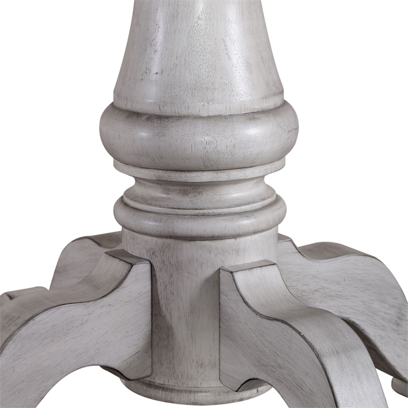 Pemberly Row Round to Oval Pedestal Dining Table with Leaf in White