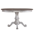 Pemberly Row Round to Oval Pedestal Dining Table with Leaf in White