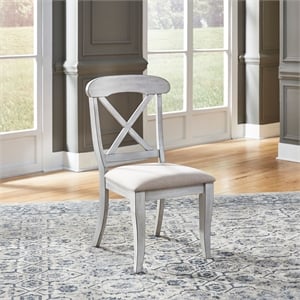 Pemberly Row Upholstered X Back Dining Side Chair Set of 2 in White