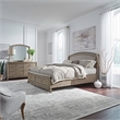 Pemberly Row Queen Storage Bed with Dresser and Mirror in Burnished Beige